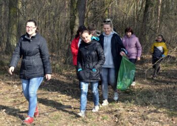 Sprzątali teren leśny