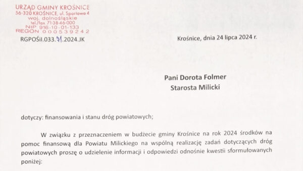 Co z drogami w gminie Krośnice?