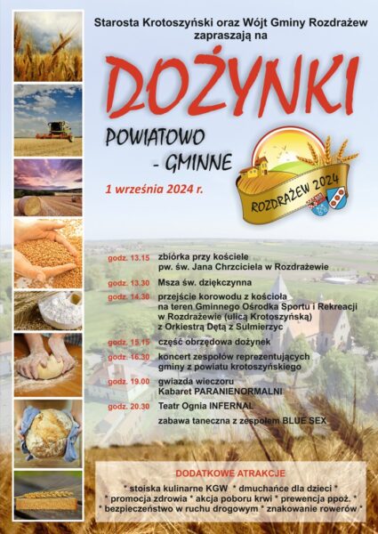 Plony zebrane, czas na świętowanie! Dożynki 2024 w Rozdrażewie