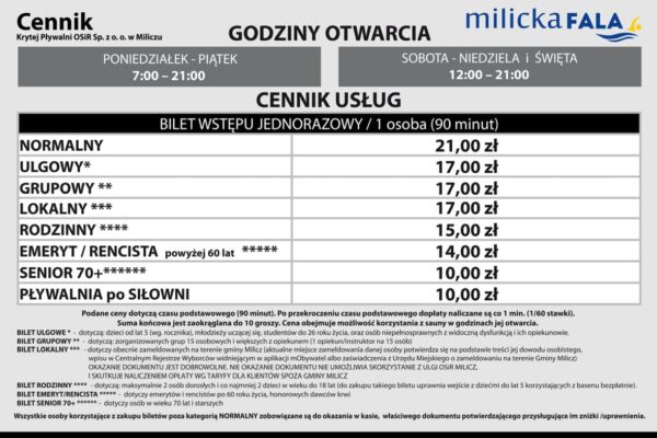 Nowy bilet „Lokalny” w Krytej Pływalni „milickaFALA”