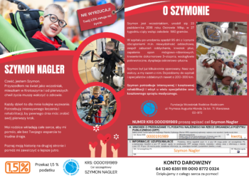 Pomoc dla Szymona Naglera  – pamiętaj o 1,5%