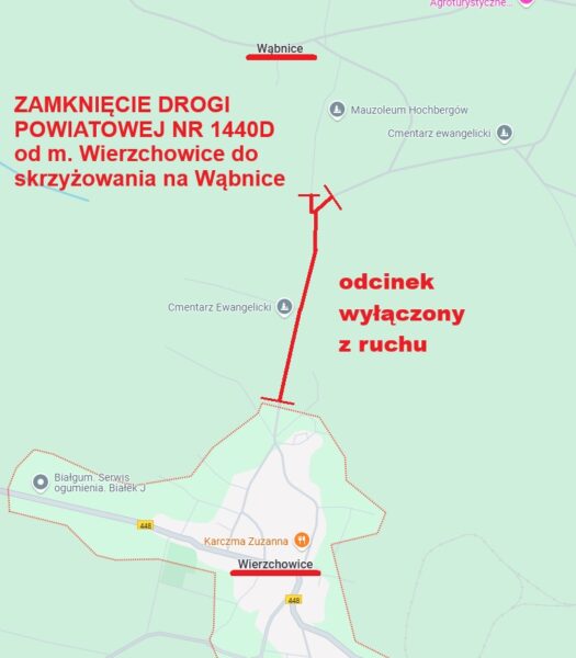 Droga powiatowa nr 1440D zamknięta