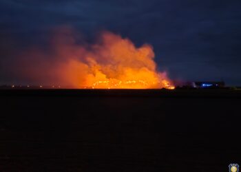 Pożar stogu siana w Gorzupi