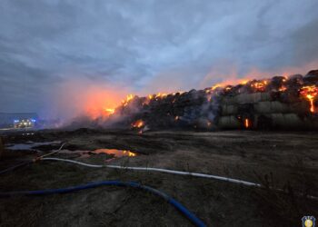 Pożar stogu siana w Gorzupi