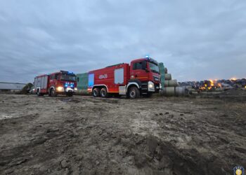 Pożar stogu siana w Gorzupi