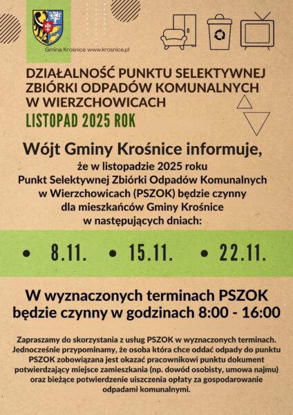 Terminy otwarcia PSZOK w listopadzie