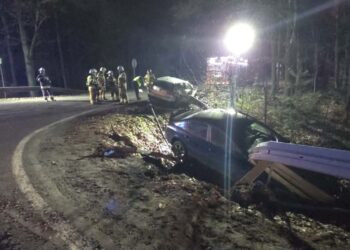 Kolumbijczyk nie ustąpił pierwszeństwa. Zderzenie dwóch aut na skrzyżowaniu dróg leśnych