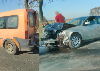 Zderzenie dwóch aut na DK36 w Kobylinie. Na szczęście bez rannych