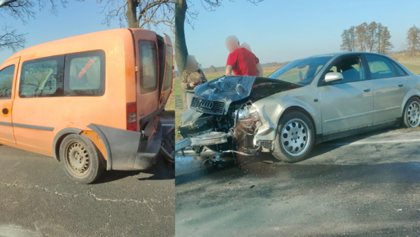Zderzenie dwóch aut na DK36 w Kobylinie. Na szczęście bez rannych