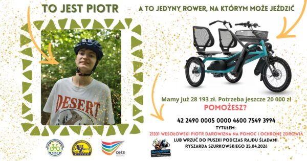 Rower dla Piotra. Trwa zbiórka na specjalistyczny tandem
