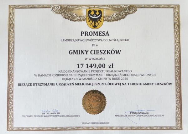 Gmina Cieszków z promesami na trzy zadania