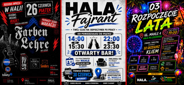 HALA. rozkręca lato w Krotoszynie. Koncert Farben Lehre, HALA. Fajrant i taneczna impreza pod znakiem DJ-ów HALA. rozkręca lato w Krotoszynie. Koncert Farben Lehre, HALA. Fajrant i taneczna impreza pod znakiem DJ-ów