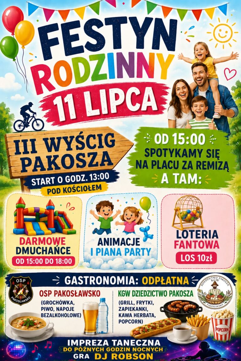 Rodzinny festyn i Wyścig Pakosza. W sobotę będzie się działo
