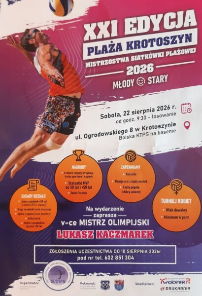 Plaża Krotoszyn wraca! Ruszyły zapisy na XXI Mistrzostwa Siatkówki Plażowej Plaża Krotoszyn wraca! Ruszyły zapisy na XXI Mistrzostwa Siatkówki Plażowej