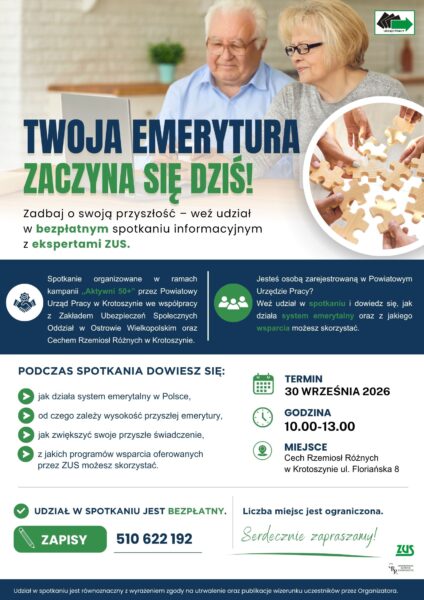 O przyszłej emeryturze z ekspertami ZUS. Spotkanie w Krotoszynie